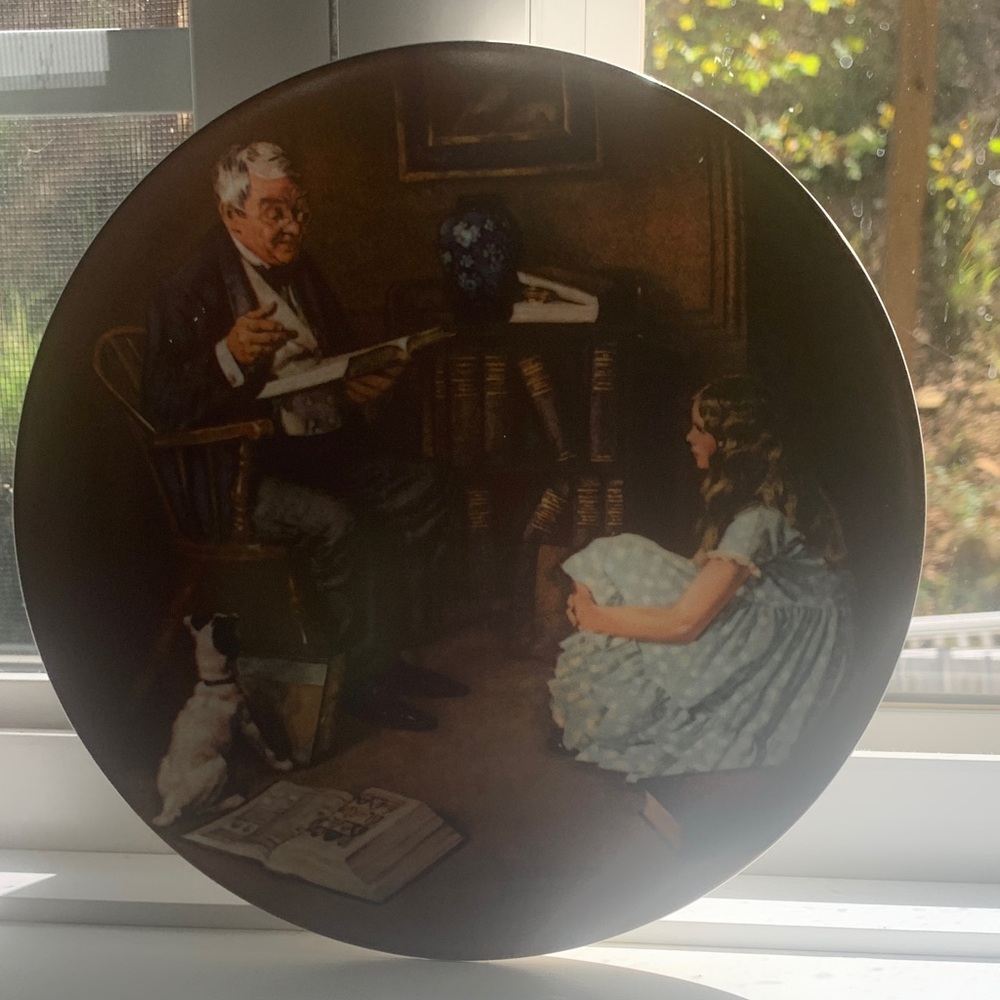 Norman Rockwell Art Plate with Blue and Brown Tones